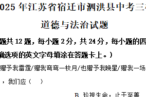2025年江苏省宿迁市泗洪县中考三模道德与法治试题（含解析）
