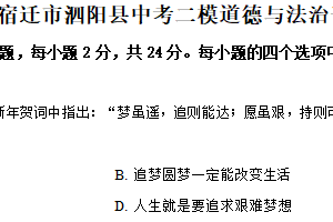 2025年江苏省宿迁市泗阳县中考二模道德与法治试题（含解析）