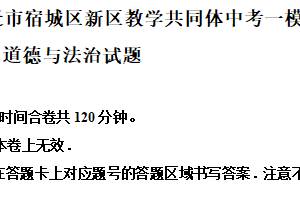 2025年江苏省宿迁市宿城区新区教学共同体中考一模道德与法治试题（含解析）