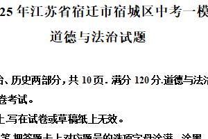 2025年江苏省宿迁市宿城区中考一模道德与法治试题（含解析）