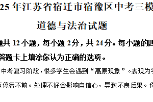 2025年江苏省宿迁市宿豫区中考三模道德与法治试题（含解析）