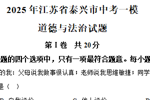 2025年江苏省泰州市泰兴市中考一模道德与法治试题（含解析）