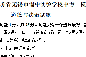 2025年江苏省无锡市锡中实验学校中考一模道德与法治试题（含解析）