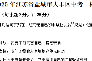 2025年江苏省盐城市大丰区中考一模道德与法治试题（含解析）