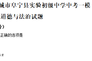 2025年江苏省盐城市阜宁县实验初级中学中考一模道德与法治试题（含解析）