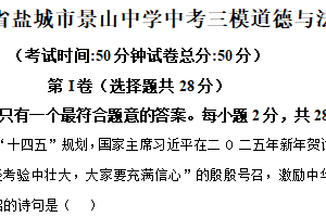 2025年江苏省盐城市景山中学中考三模道德与法治试题（含解析）
