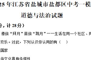 2025年江苏省盐城市盐都区部分校中考一模道德与法治试题（含解析）