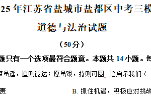2025年江苏省盐城市盐都区中考三模道德与法治试题（含解析）