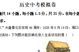 2025年江苏省常州市新闸中学中考模拟历史试题（含解析）