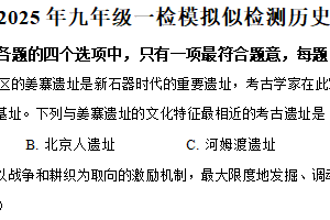 2025年江苏省徐州市沛县第五中学中考一模历史试题（含解析）