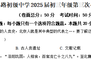 2025年江苏省盐城市鹿鸣路初级中学中考三模历史试题（含解析）