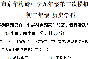 2025年江苏省扬州市梅岭集团中考三模历史试题（含解析）