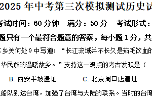 2025年江苏省扬州市仪征市实验中学教育集团九年级中考三模历史试题（含解析）