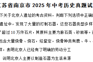 江苏省南京市2025年中考历史真题试卷（含解析）