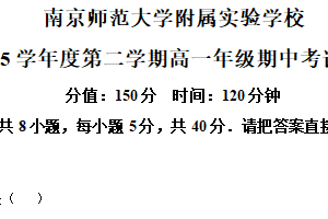 江苏省南京师范大学附属实验学校2024-2025学年高一下学期期中考试数学试卷（含解析）