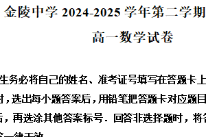 江苏省南京市金陵中学2024-2025学年高一下学期期中考试数学试题（含解析）