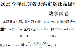 2024-2025学年江苏省无锡市洛社高级中学高二（下）期中数学试卷（含答案）