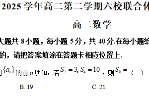 江苏省南京市六校联合体2024-2025学年高二下学期期中调研数学试卷（含解析）