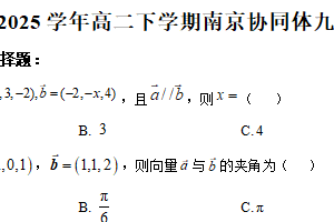 江苏省南京市协同体九校2024-2025学年高二下学期期中联考数学试卷（含解析）