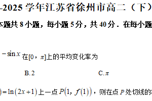 江苏省徐州市2024-2025学年高二下学期期中考试数学试题（含解析）