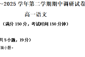 江苏省宿迁市泗阳县2024-2025学年高一下学期期中语文试题（含解析）