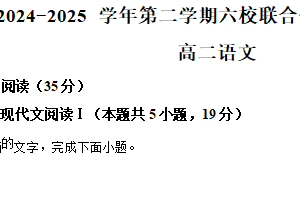 江苏省南京市六校联合体2024-2025学年高二下学期期中语文试题（含解析）
