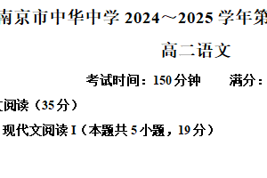 江苏省南京市中华中学2024-2025学年高二下学期期中语文试题（含解析）