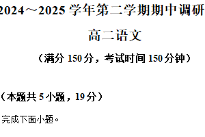 江苏省宿迁市泗阳县2024-2025学年高二下学期期中语文试题（含解析）
