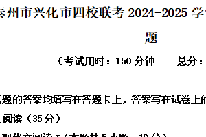 江苏省泰州市兴化市四校联考2024-2025学年高二下学期期中语文试题（含解析）