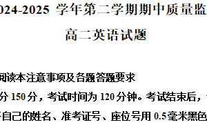 江苏省连云港市连云区连云港高级中学2024-2025学年高二下学期4月期中英语试题（含解析）