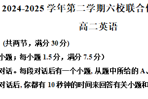 江苏省南京市六校联合体2024-2025学年高二下学期5月期中联合调研英语试题（含解析+听力音频）