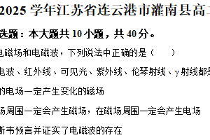江苏省连云港市灌南县2024-2025学年高二下学期期中考试物理试卷（含解析）