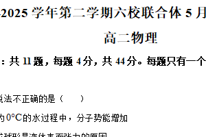 江苏省南京市六校联合体2024-2025学年高二下学期5月期中联合调研物理试题（含解析）