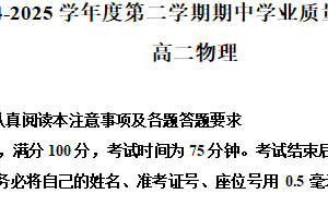 江苏省南通市海安市2024-2025学年高二下学期4月期中物理试题（含解析）
