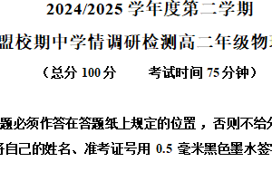 江苏省盐城市五校联考2024-2025学年高二下学期4月期中物理试题（含解析）