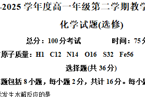 江苏省南通市如皋市2024-2025学年高一下学期期中化学试题（含解析）