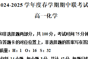 江苏省无锡市江阴市六校2024-2025学年高一下学期4月期中考试 化学试题（含解析）