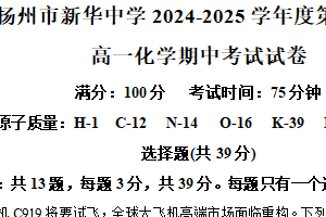 江苏省扬州市新华中学2024-2025学年高一下学期4月期中化学试题（含解析）