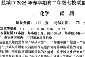 江苏省盐城市七校2024-2025学年高二下学期4月期中化学试题（无答案）
