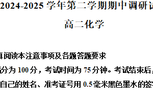 江苏省宿迁市泗阳县2024-2025学年高二下学期期中考试 化学试卷（含解析）