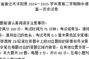 江苏省宿迁市沭阳县2024-2025学年高一下学期期中考试历史试题（含答案）