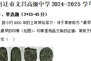 江苏省宿迁市文昌高级中学2024-2025学年高一下学期期中考试历史试题（含解析）