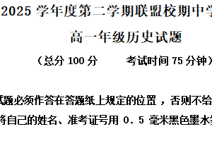 江苏省盐城市五联盟校2024-2025学年高一下学期期中学情调研检测历史试题（含解析）