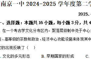 江苏省南京市第一中学2024-2025学年高二下学期期中考试历史试题（含解析）