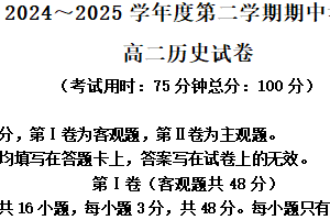 江苏省泰州市兴化市四校2024-2025学年高二下学期期中联考历史试题（含解析）