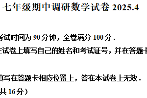 江苏省常州市第二十四中学2024-2025学年七年级下学期4月期中考试数学试题（含解析）