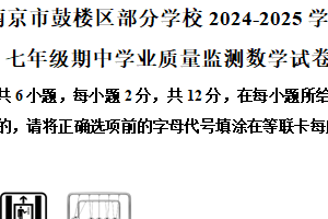 江苏省南京市鼓楼区部分学校2024-2025学年下学期七年级期中学业质量监测数学试卷（含解析）