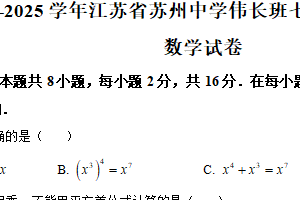 江苏省苏州中学伟长班2024-2025学年七年级下学期期中数学试卷（含解析）