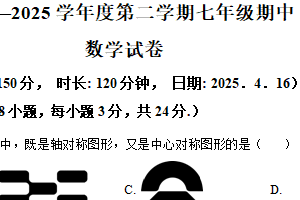 江苏省宿迁市沭阳怀文中学2024-2025学年七年级下学期期中考试数学试卷（含解析）