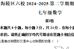 江苏省泰州市海陵区六校2024-2025学年下学期期中考试试题 七年级数学（含解析）